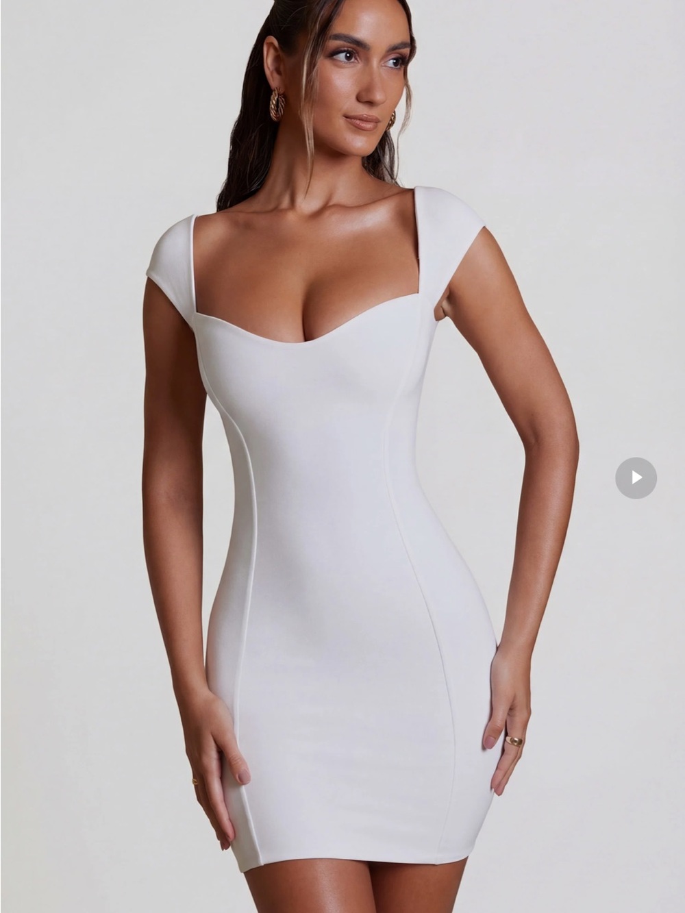 Oh Polly White Cap-Sleeve Mini Dress